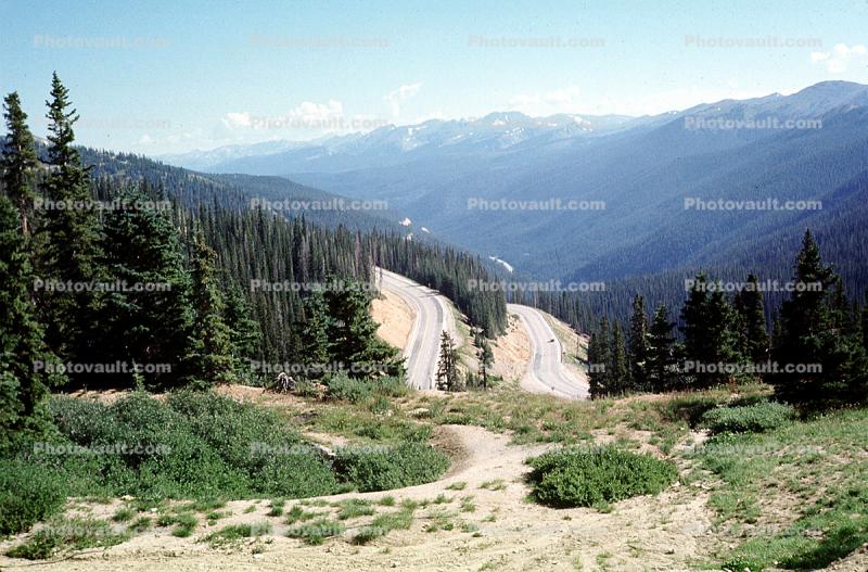 switchback, Road, Roadway, Highway, Valley, mountain range, forest, Berthoud Pass Colorado