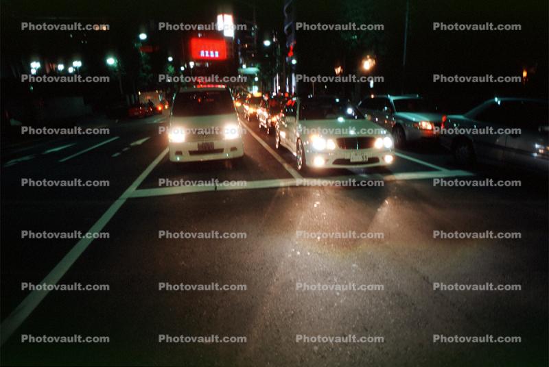 cars, street, nighttime, night, Tokyo