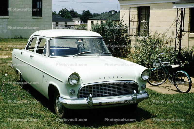 Ford Consul, car, automobile, sedan, Vehicle, Albany Georgia, September 5 1957, 1950s