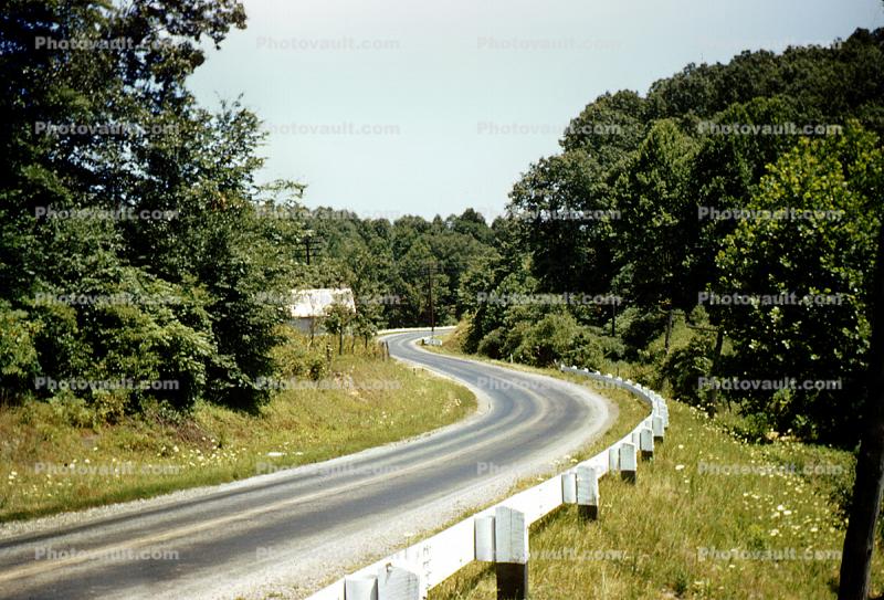 S-Curves, Road, Highway, Route 75 near Ironton, Ohio, 1940s