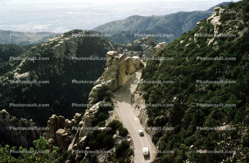 Road, Highway, Precarious, Dangerous, steep, cliff, mountainous, cars, 1960s