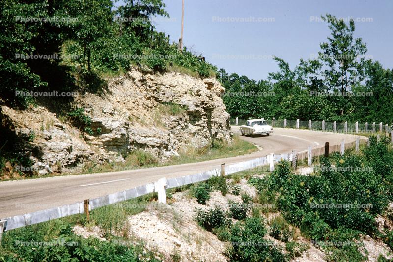 Ford Falcon, Road, Highway, Curve, Eureka Springs, Arkansas, 1960s