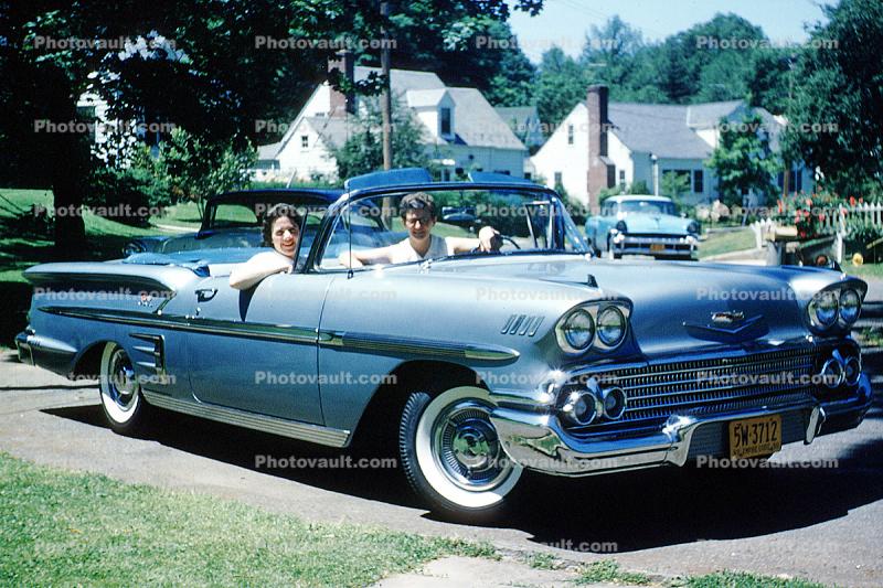 1958 Chevrolet Bel Air, driver, passenger, car, Long Island New York, 1959, 1950s