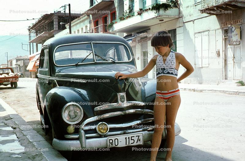 Street, Car, Girl, automobile, 1950s