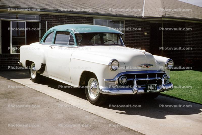Chevy, Chevrolet Bel Air, Parked Car, Driveway, Yakima Washington, 1956, 1950s