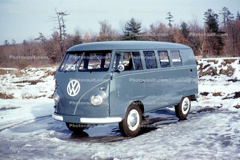 Volkswagen Van, automobile, Winter, Akron, Ohio, 1950s