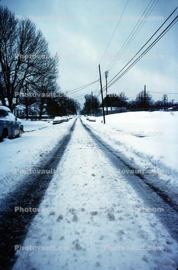 Snow, Ice, Cold, Street, Tracks, Winter, March 1987, 1980s