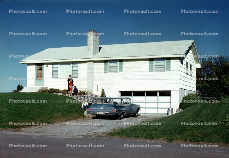 1959 Chevy Impala Station Wagon, Home, house, building, Chimney, 1950s