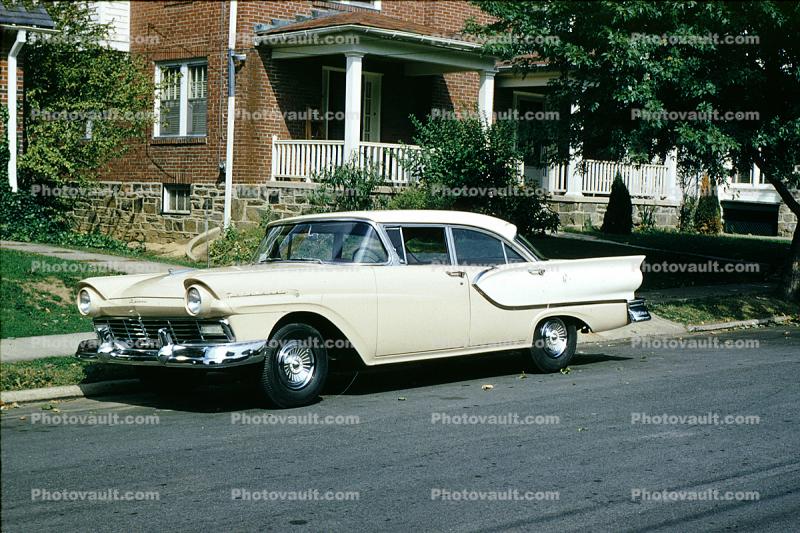 1957 Ford Fairlane, car, automobile, four-door sedan, 1950s