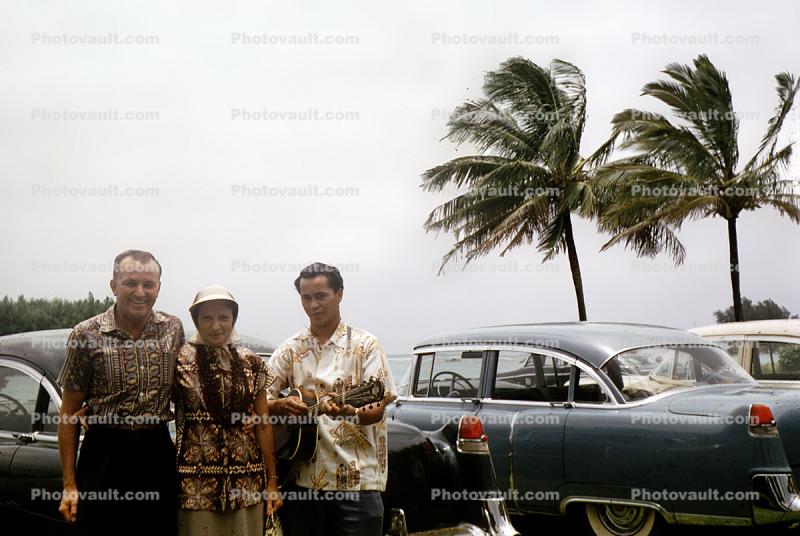 Cadillac, windy, man, woman, cars, June 1956, 1950s