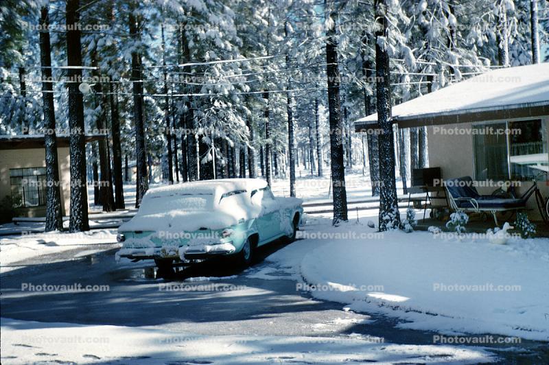 Dodge Station Wagon, Car, Cabin, Big Bear California, 1962, 1960s