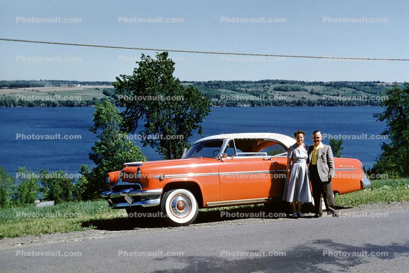 Annice and Hector, Ford Mercury, car, Canandaigua Lake, 1954, 1950s