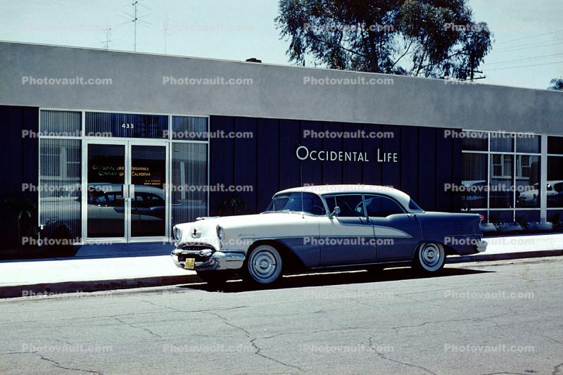 1955 Oldsmobile 88, Occidental Life Building, car, 1950s