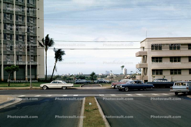 Cars, street, Miami, 1960s
