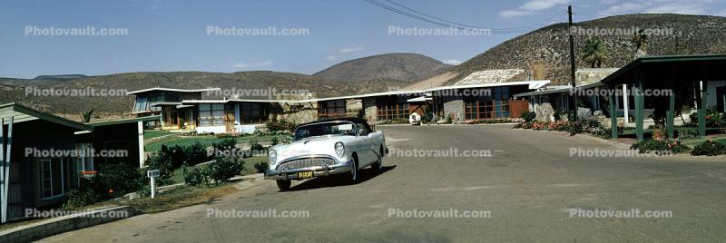 Panorama of Hussong's El Morro Cabanas, 1954 Buick Century, Car, Ensenada, Mexico, 1958, 1950s