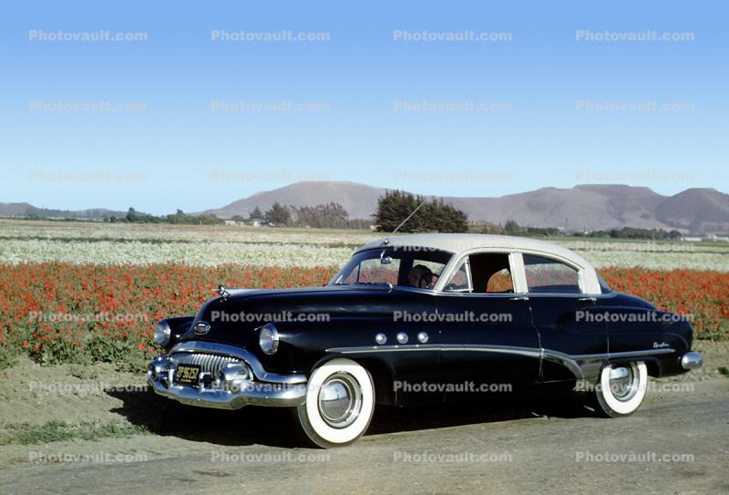 1952 Buick Super, car, automobile, whitewall tires, 4-door sedan, 1950s