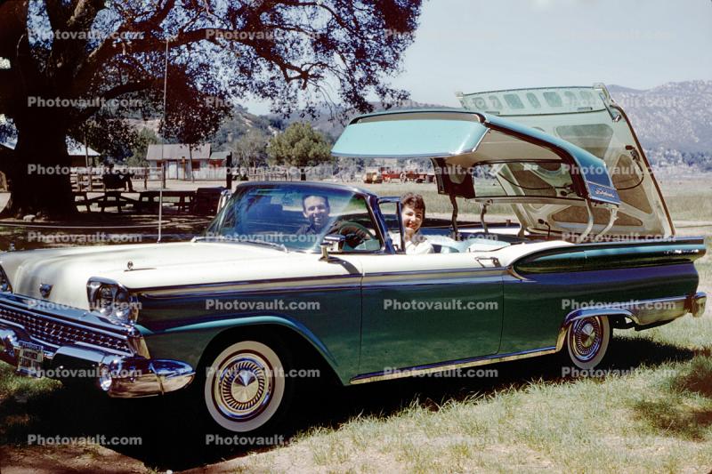 1959 Ford Galaxie Skyliner, Retractable Hardtop, whitewall tires, March 1959, 1950s