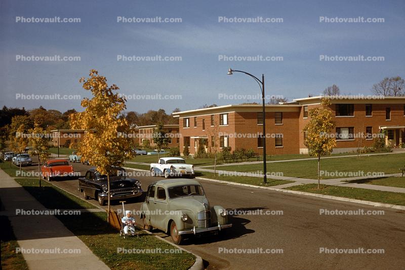 Cars, Suburbia, Apartment Buildings, Philadelphia, 1959, 1950s