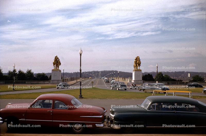 Nash, Ford, Car, Bridge over the Potomac River, 1950s