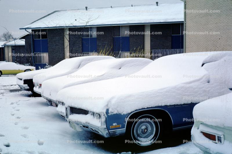 Snow Covered Cars, Saint Ann Missouri, March 1971, 1970s