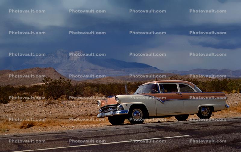 Ford Fairlane, mountains, 1950s