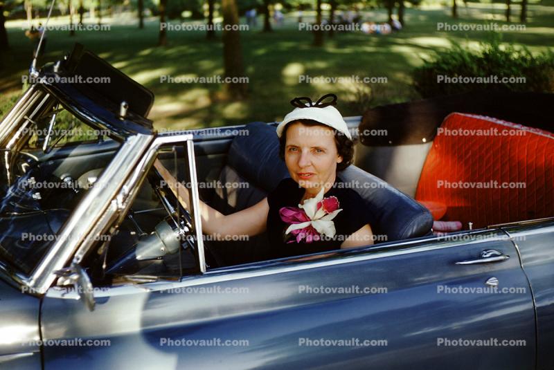 1953 Buick Special, Woman, Car, Corsage, hat, 1950s