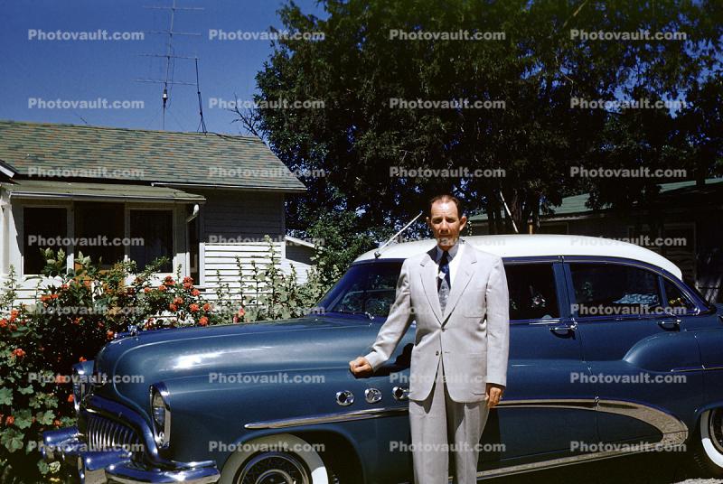 1953 Buick Special, Man, Car, 1950s