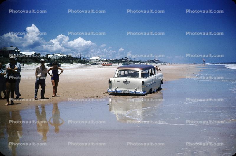 Chevy Station Wagon, Stuck in the Sand, Beach, 1950s