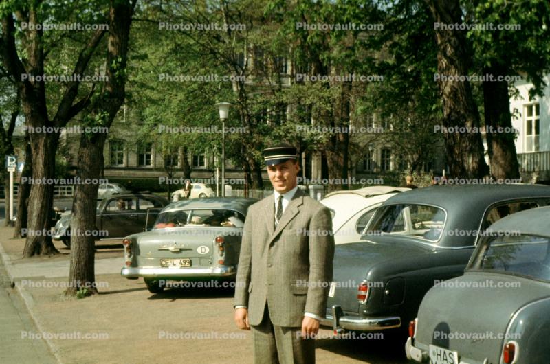 Man, Cars, 1950s