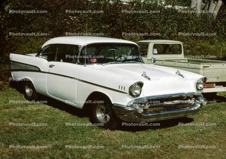 1957 Chevy Bel Air, car, headlights, 1950s