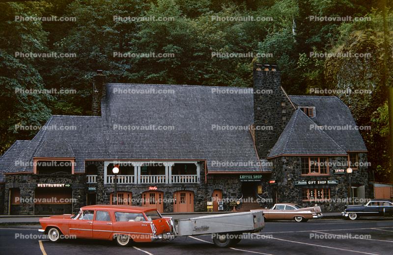1958 Plymouth Sport Suburban, Station Wagon, Trailer, cottagecore, 1950s