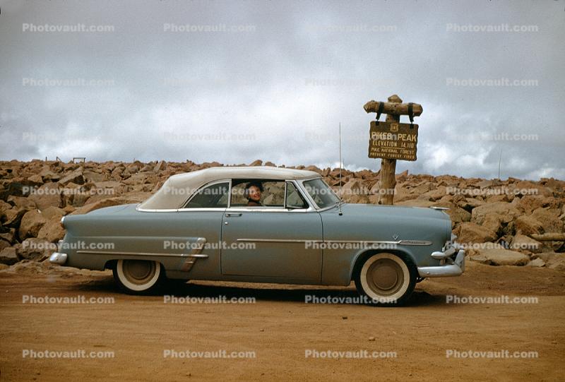 1953 Ford Customline, Cabriolet, convertible, Car, Pikes Peak, 1950s