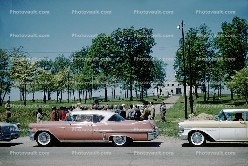 Cadillac Car, two-door coupe, tail fins, 1950s