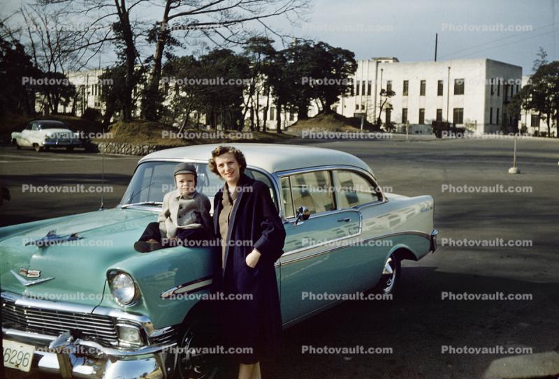 1956 Chevrolet Bel Air, Mother, Son, 1950s