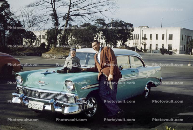 1956 Chevrolet Bel Air, Man, Son, 1950s