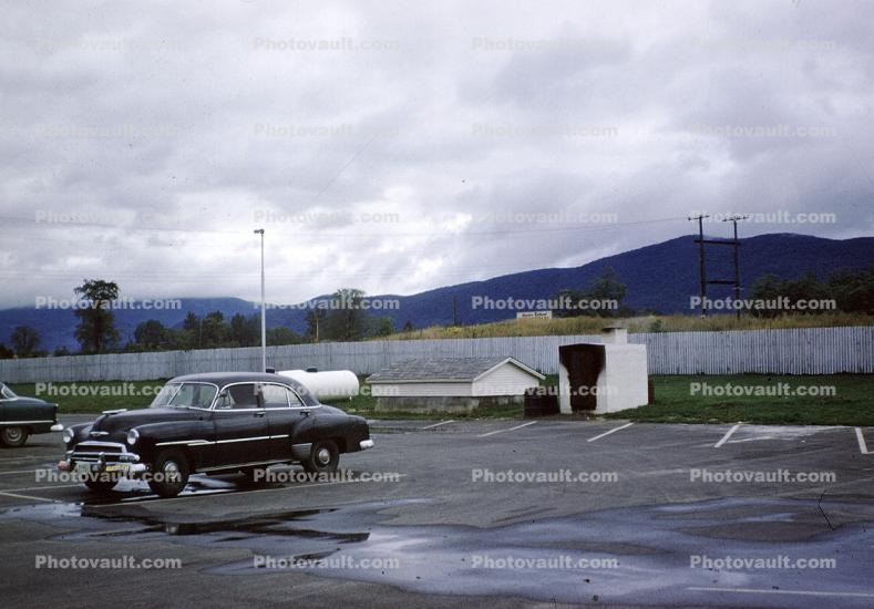 Chevy Delux, 4-door Sedan, Parking Lot, 1950s
