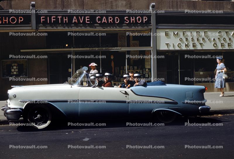 Fifth Ave Card Shop, 1955 Oldsmobile 88, Cabriolet, 1950s