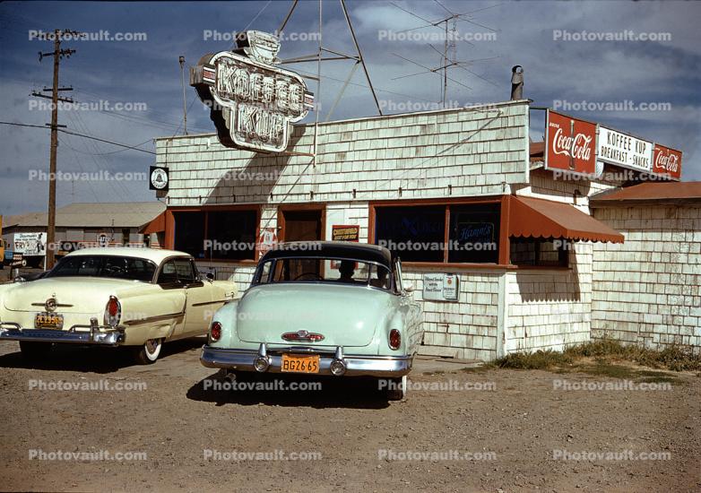 Koffee Kup Cafe, Buick, building, 1950s