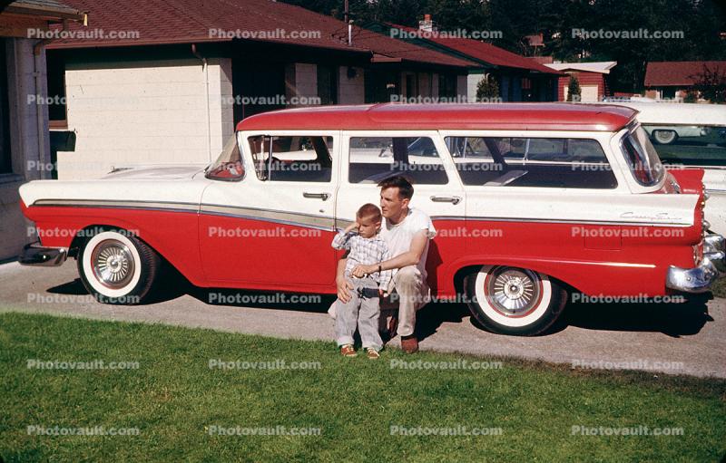 Children, 1957 Ford Ranch Wagon, 1950s