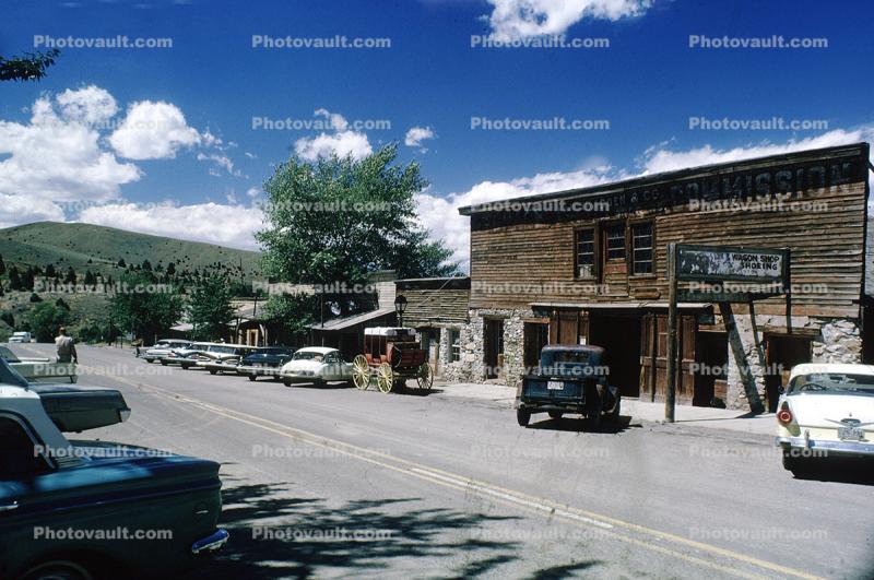 Main Street, town, parked cars, Highway, 1960s