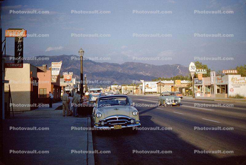 1953 Packard Clipper, Parked Car, street, sidewalk, Burbank, 1950s