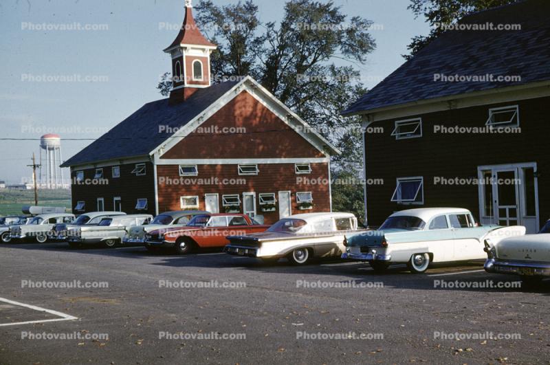 Cars Parked, Building, 1960s