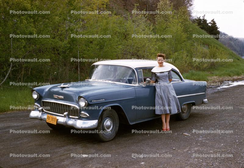 Woman with her Chevy, 1958, 1950s