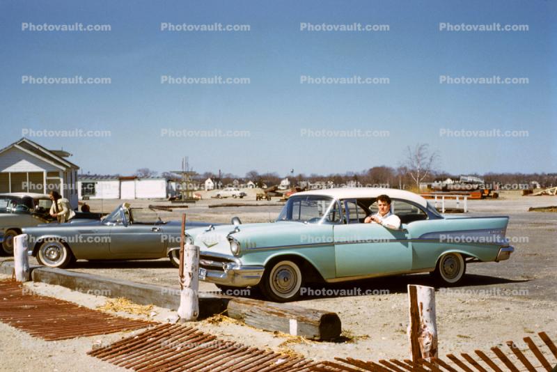 Man with his Chevy Bel Air, Car, 1950s