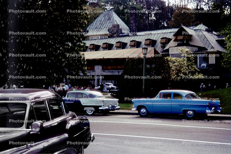 Cadillac, Ford, Buick, Restaurant, buidling, 1950s