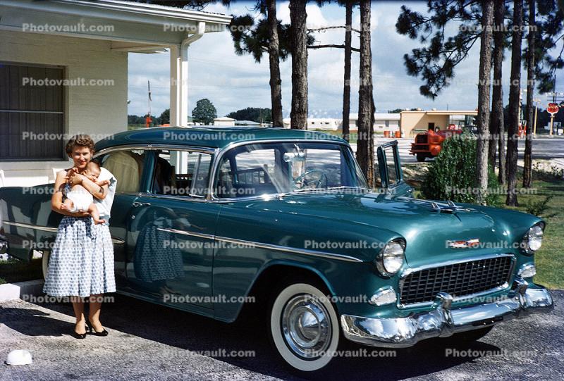 Chevy Bel Air, Mother with Baby in Diapers, 1950s
