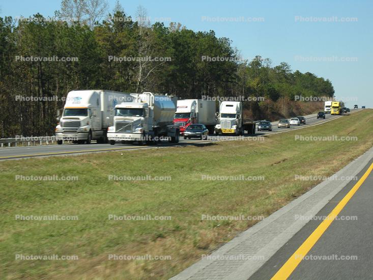 Bunch of Trucks, Interstate Highway, Semi-trailer truck, Semi