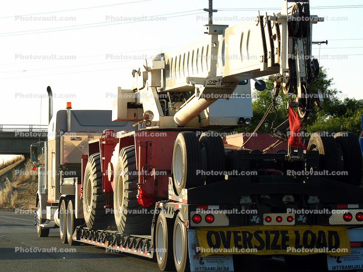 Oversize Load, telescoping crane, wide load