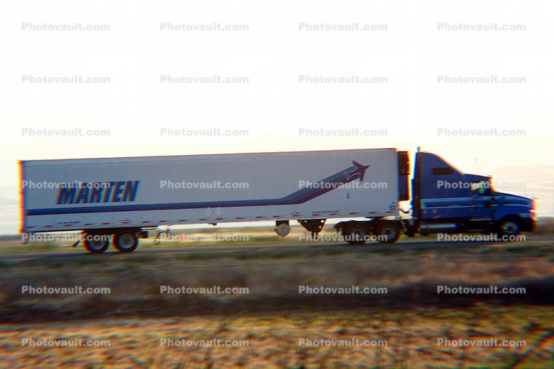 Marten, Interstate Highway I-5, northern California, Semi-trailer truck, photo-object, object, cut-out, cutout, Semi