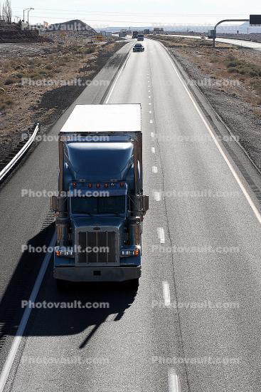Interstate Highway I-40, Roadway, Road, (Route-66), Peterbilt, Semi-trailer truck, Semi